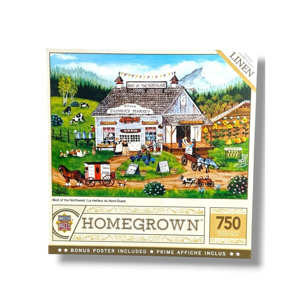 🧩 Masterpieces Homegrown Best of the Northwest 750 Piece Linen Jigsaw Puzzle